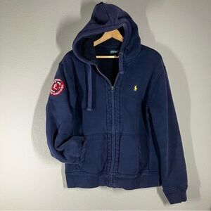 POLO Ralph Lauren Vintage Hoodie Sweatshirt Heavyweight Fleece Lined Zip Up XL